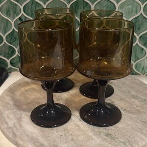 Libbey Impromptu Wine Goblets - Dark Brown - Set of 4- 5 1/2" Tall - 8oz.